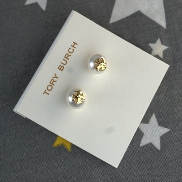 Tory Burch Evie Crystal Pearl Stud Earrings (Brand New with Dust Bag) - Picture 4 of 5